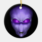 Paarse Alien Keramisch Ornament (Voorkant)