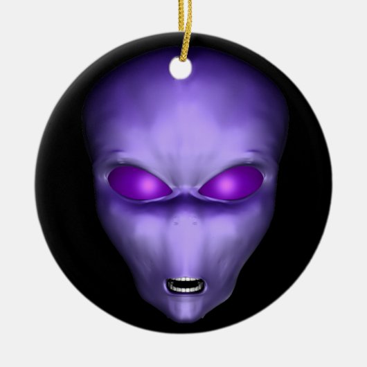 Paarse Alien Keramisch Ornament (Voorkant)