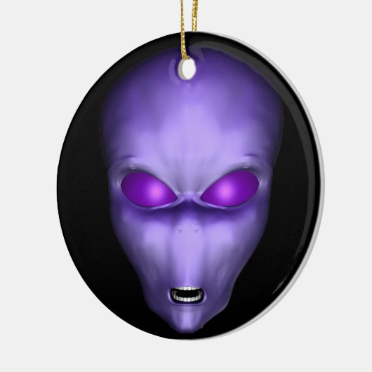 Paarse Alien Keramisch Ornament (Links)