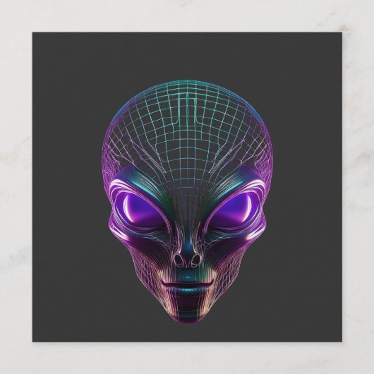 Paarse Alien Met Lichtgevende Ogen Kaart (Voorkant)