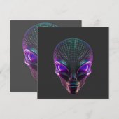 Paarse Alien Met Lichtgevende Ogen Kaart (Voorkant / Achterkant)