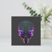 Paarse Alien Met Lichtgevende Ogen Kaart (Staand voorkant)