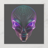 Paarse Alien Met Lichtgevende Ogen Kaart (Achterkant)