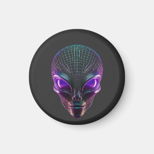 Paarse Alien Met Lichtgevende Ogen Magneet (Voorkant)