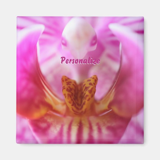 Paarse Alien Orchidee Sinaasappel Slachtoffer Bloe Magneet (Voorkant)