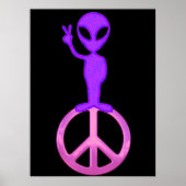 Paarse Alien Poster voor Vrede afdrukken (Voorkant)