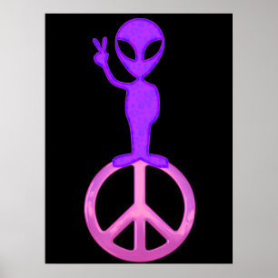 Paarse Alien Poster voor Vrede afdrukken