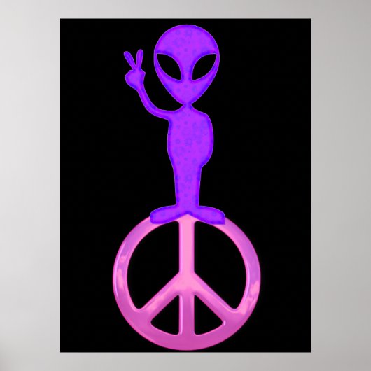 Paarse Alien Poster voor Vrede afdrukken (Voorkant)