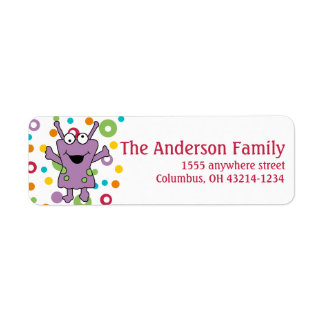 Paarse Alien Return Address Labels d1