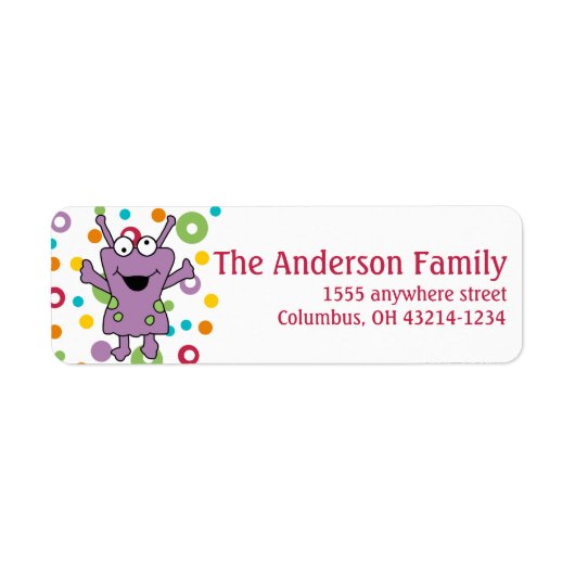 Paarse Alien Return Address Labels d1 (Voorkant)