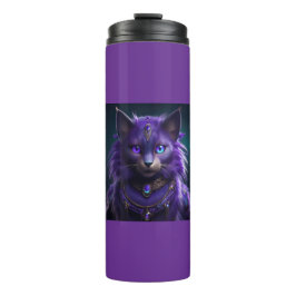 Paarse Alien Ruimtekater met Gejewelde Pantser Thermosbeker