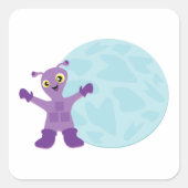 Paarse Alien Vierkante Sticker (Voorkant)