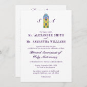 Paarse All-in-One bruiloft Kaart (Voorkant / Achterkant)