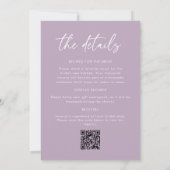Paarse All-in-One QR Code lingerie bruidsfeest Kaart (Achterkant)