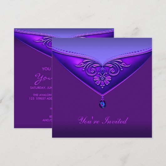 Paarse All Occasion Party Invitation Sjabloon Kaart (Voorkant / Achterkant)