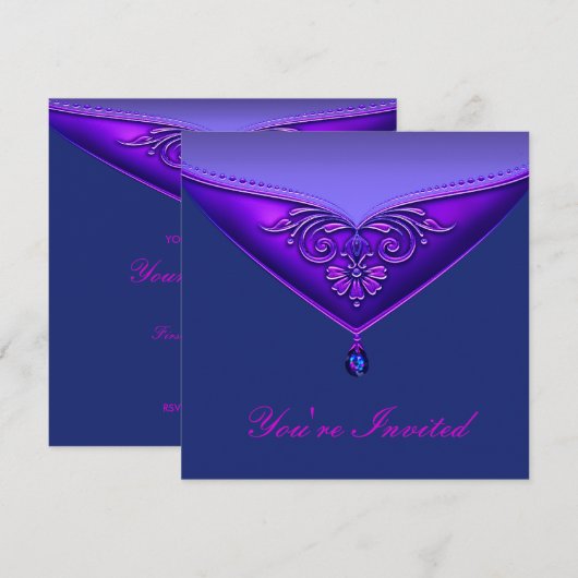 Paarse All Occasion Party Invitation Sjabloon Kaart (Voorkant / Achterkant)