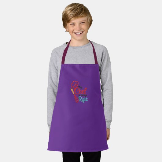 Paarse all-over print apron voor kinderen schort (Gedragen)