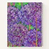 Paarse Allium Mosaic met Waterverf met naam Notitieboek (Achterkant)