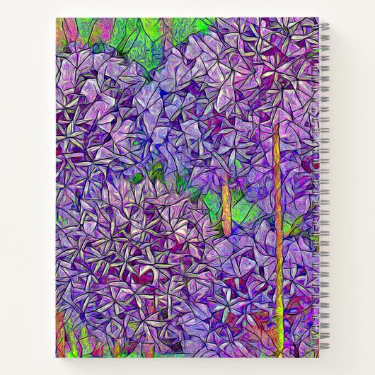 Paarse Allium Mosaic met Waterverf met naam Notitieboek (Achterkant)