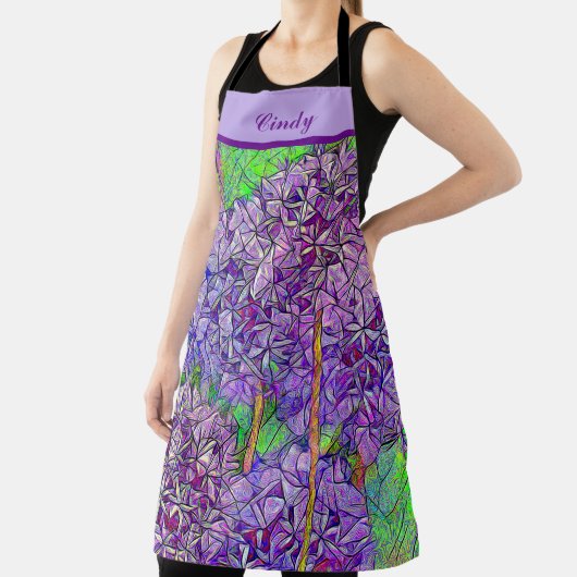 Paarse Allium Mozaïek met Waterverf-effecten Schort (Insitu)