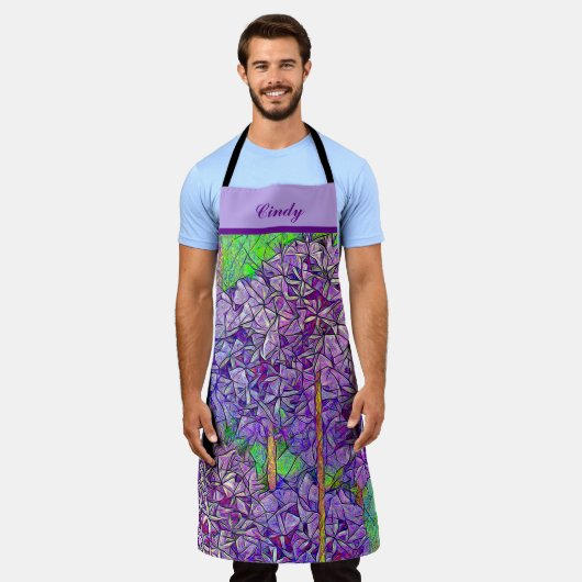 Paarse Allium Mozaïek met Waterverf-effecten Schort (Gedragen)