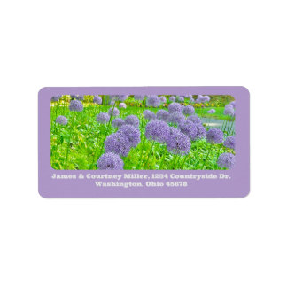 Paarse Allium Tuin Adreslabels Etiket