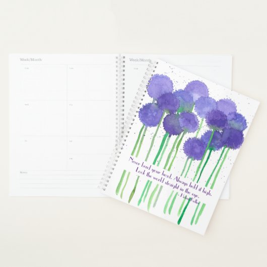 Paarse Alliumbloemen Inspirerend Quote Planner (Display)