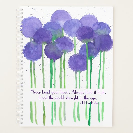 Paarse Alliumbloemen Inspirerend Quote Planner (Voorkant)