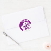 Paarse Aloha bloemcirkel Ronde Sticker (Envelop)