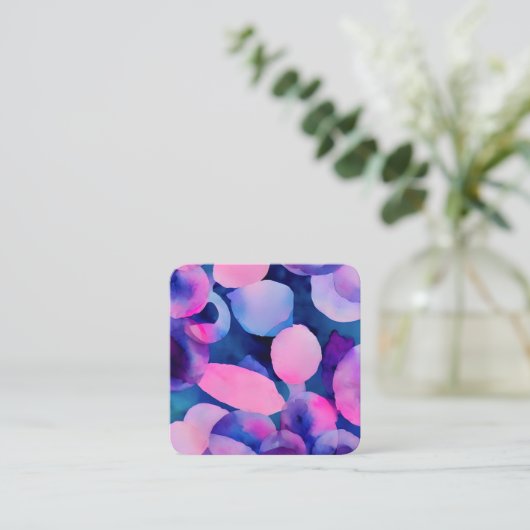 Paarse alsjeblieft: Abstract violet, blauw en roze Vierkante Visitekaartje (Staand voorkant)