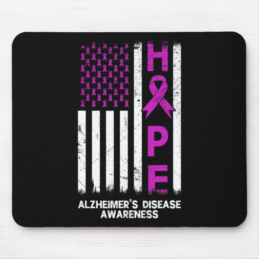 Paarse Alzheimer Awareness Amerikaanse vlag M Muismat (Voorkant)