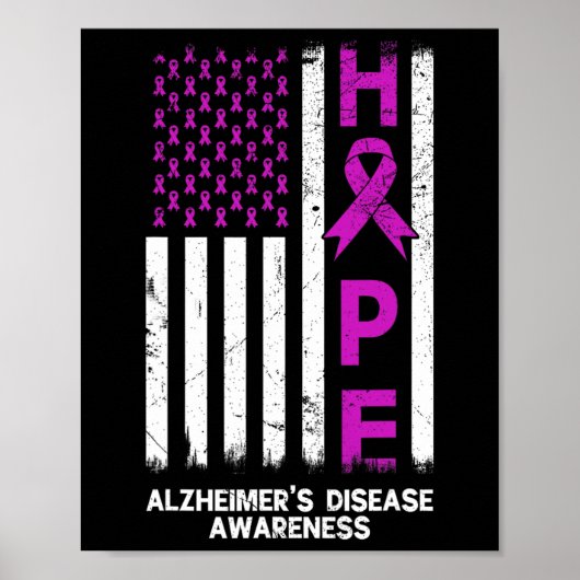 Paarse Alzheimer Awareness Amerikaanse vlag M Poster (Voorkant)