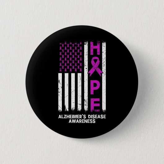 Paarse Alzheimer Awareness Amerikaanse vlag M Ronde Button 5,7 Cm (Voorkant)