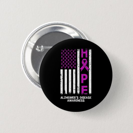 Paarse Alzheimer Awareness Amerikaanse vlag M Ronde Button 5,7 Cm (Voorkant /achterkant)
