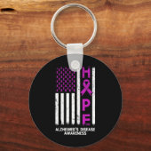 Paarse Alzheimer Awareness Amerikaanse vlag M Sleutelhanger (Voorkant)