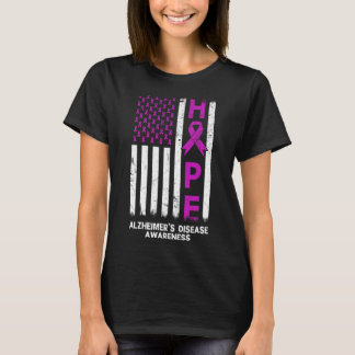 Paarse Alzheimer Awareness Amerikaanse vlag M T-shirt