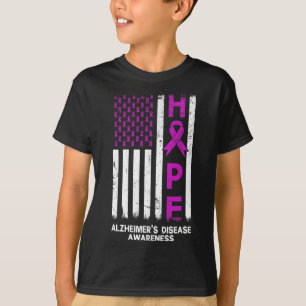 Paarse Alzheimer Awareness Amerikaanse vlag M T-shirt