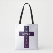paarse AMAZING GRACE met kruisbeelden | Tote Bag (Voorkant)