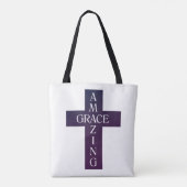 paarse AMAZING GRACE met kruisbeelden | Tote Bag (Achterkant)
