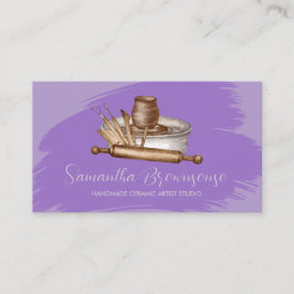 Paarse ambachtelijke winkel aardewerk keramische k visitekaartje