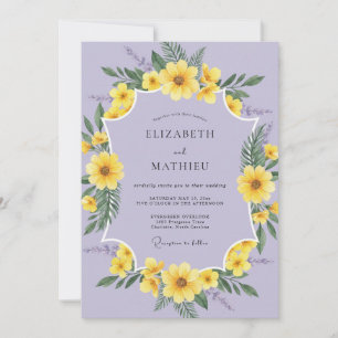 Paarse Amber Wilde Bloemen Bruiloft Kaart