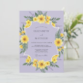 Paarse Amber Wilde Bloemen Bruiloft Kaart (Staand voorkant)
