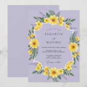 Paarse Amber Wilde Bloemen Bruiloft Kaart (Voorkant / Achterkant)
