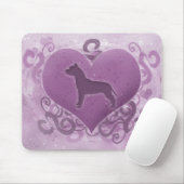 Paarse Amerikaanse Pit Bull Terrier Valentijn Muismat (Met muis)