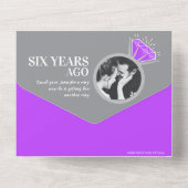 Paarse amethist 6de huwelijksverjaardag diner alle all in one uitnodiging (Achterkant)