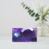 Paarse Amethist Crystal Edelsteen Luxe Elegantie Visitekaartje (Staand voorkant)