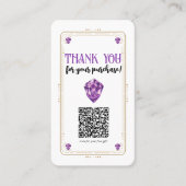 Paarse Amethist Crystal Gold Social Media QR Code Visitekaartje (Voorkant)