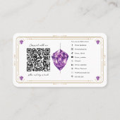 Paarse Amethist Crystal Gold Social Media QR Code Visitekaartje (Achterkant)