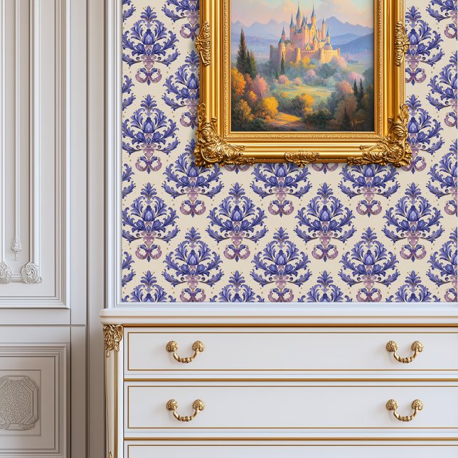Paarse Amethist Damask Princesscore Behang (Purple Amethyst Damask Princesscore Wallpaper)