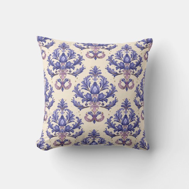 Paarse Amethist Damask Princesscore Kussen (Voorkant)